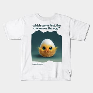 Which came first, the chicken or the egg? Funny Print Kids T-Shirt